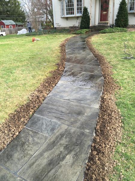 front of home winding bluestone walkway